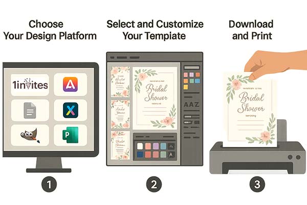 Step-by-Step Instructions for Creating Digital Bridal Shower Invitations with Stylish Layouts and Personalized Elements
