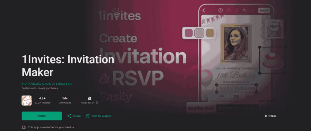 1Invites Logo Showcasing Premium Invitation Creator App for Digital and Printable Designs