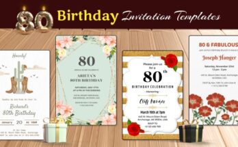 80th Birthday Invitation Templates