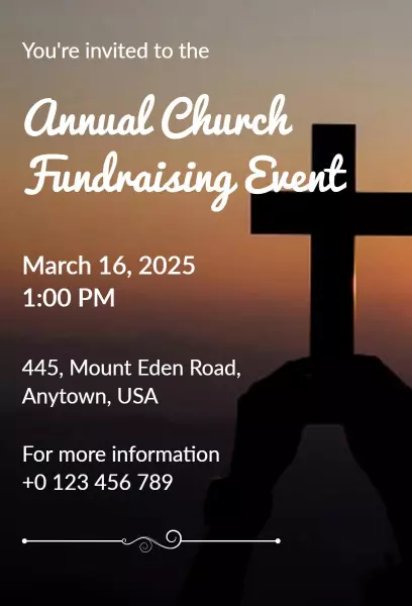Annual Church Fundraising Event silhouetted cross church invitation template