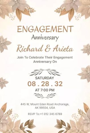 Autumn leaf engagement invitation template celebrating love and seasonal charm