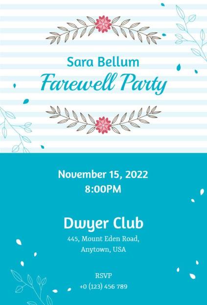 formal invitation template for a farewell party