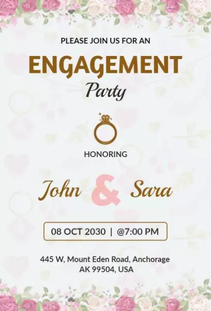 Blush floral classic engagement invitation template with soft pastel tones