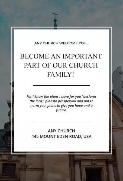 Church Family Membership historic white church church invitation template