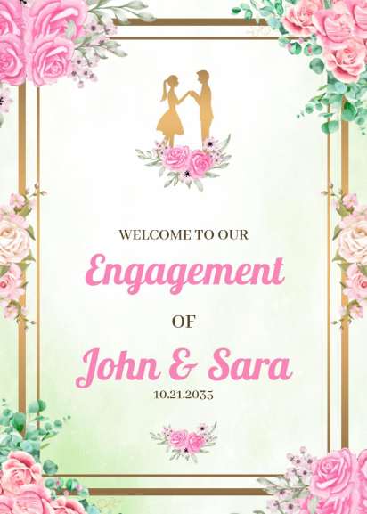 Floral frame welcome party invitation with pastel flowers