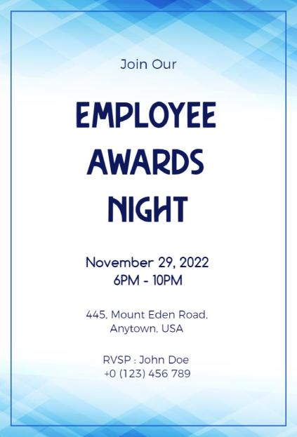 formal invitation template for an employee awards night