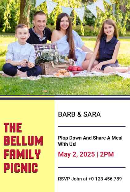 A family photo-based layout included in modern picnic invitation template