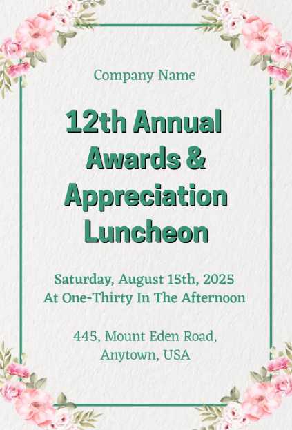 Floral formal invitation template with elegant border design