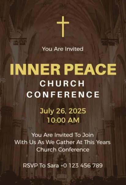 Inner Peace Church Conference cathedral architecture church invitation template