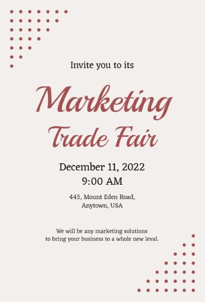 formal invitation template for a marketing trade fair