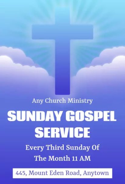 Sunday Gospel Service luminous cross gradient church invitation template