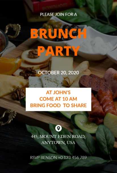 Vibrant modern brunch invitation template with colorful charcuterie board background