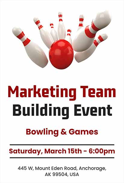 Corporate Team Building Bowling Party Invitation With Professional Design And Fun Group Activity Theme