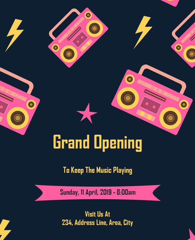 Deep Fir and Hot Pink Grand Opening invitation template with modern and vibrant design.