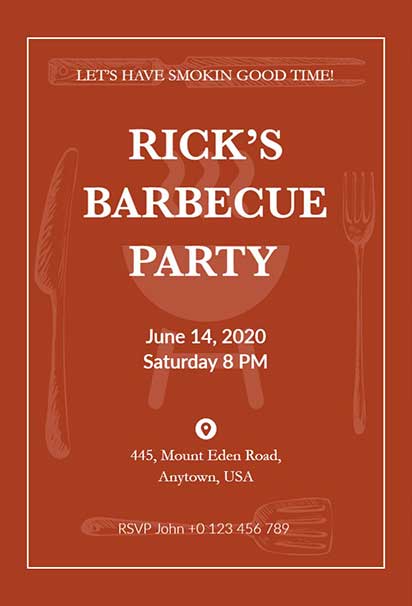 Elegant Terracotta BBQ Party Invitation with Minimalist Design and Warm Earth-Toned Accents