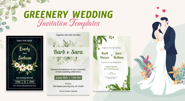 Greenery Wedding Invitation Templates