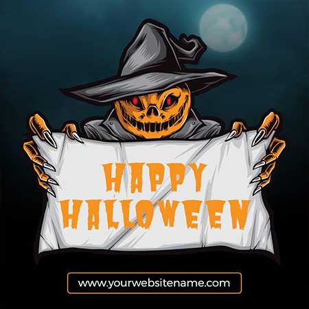 Haunted Pumpkin Night Halloween Greeting Card with Eerie Moonlit Atmosphere