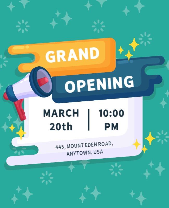 Jungle Green Grand Opening invitation template with eco-friendly modern design.

