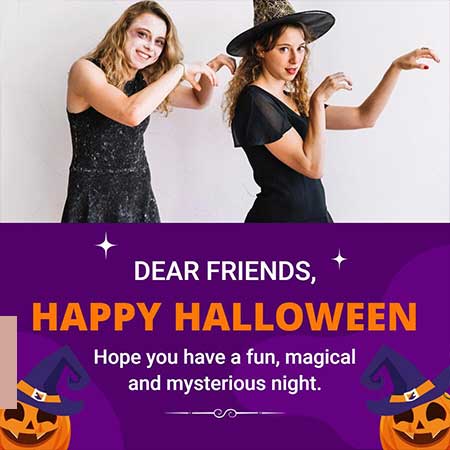 Magical Night of Spooks and Smiles Halloween Greeting Card with Whimsical Spooky Elements
