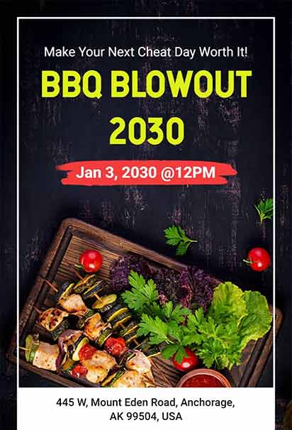 Modern Black and Lime BBQ Party Invitation with Sleek Layout and Bold Typography