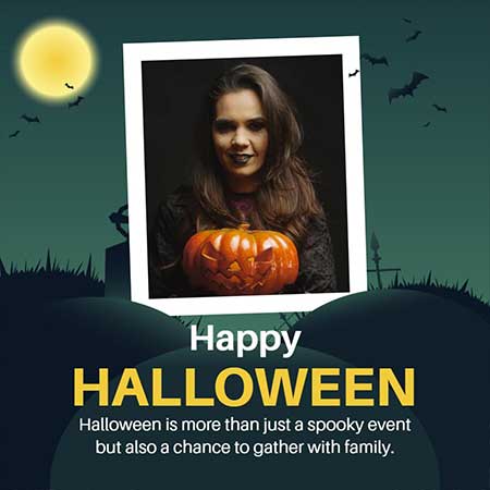 Moonlit Graveyard Halloween Wishes Greeting Card with Eerie Night Ambiance