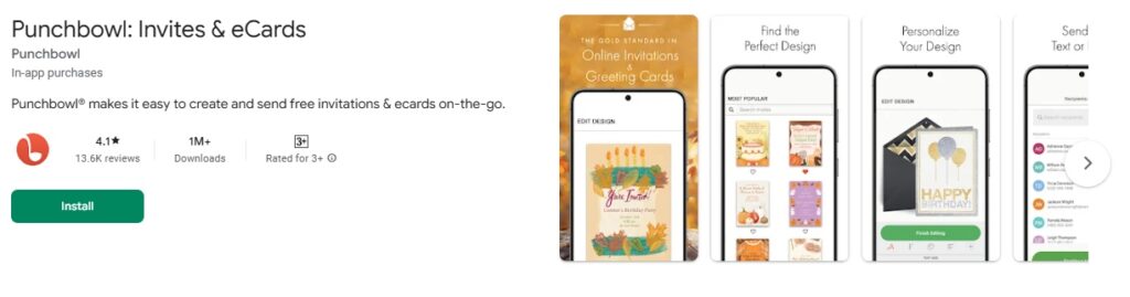 Punchbowl Digital Invitation and RSVP Specialist with Event Management Features