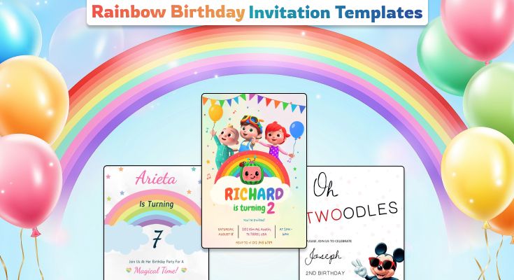 Rainbow Birthday Invitation Templates