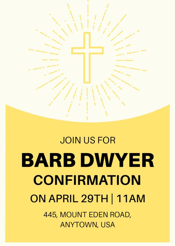 A soft cream-colored Confirmation invitation with minimalist design and gentle religious accents