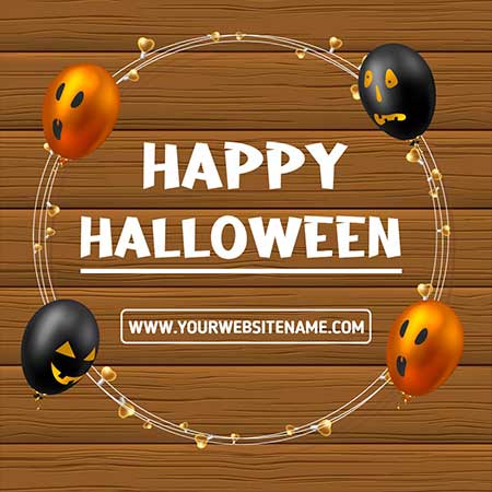 Rustic Balloon-Themed Halloween Greeting Card with Warm Autumn Tones