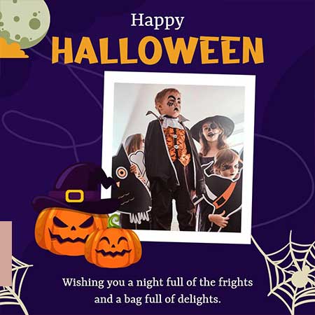 Spooky Fun Festive Frights Halloween Greeting Card with Playful Ghosts and Halloween Decorations