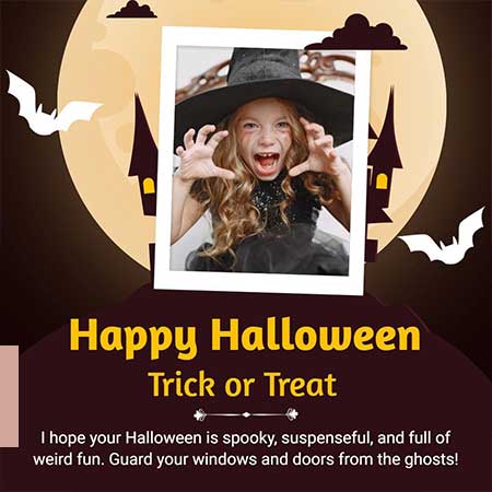 Spooky Moonlit Witch’s Night Halloween Greeting Card with Dark Eerie Atmosphere and Magical Accents