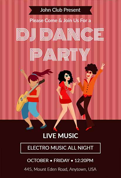 Vibrant DJ Dance Party Invitation With Colorful Lights And Energetic Music Vibes