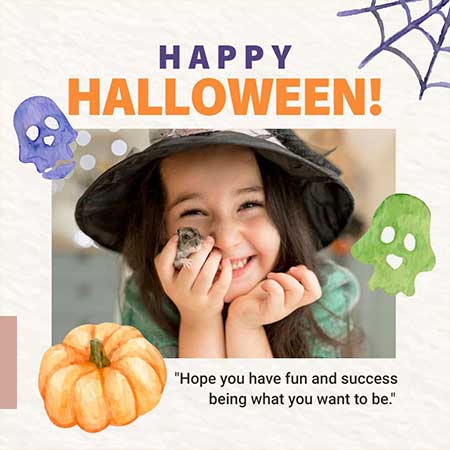 Whimsical Warm Halloween Wishes Greeting Card with Cozy Festive and Playful Elements