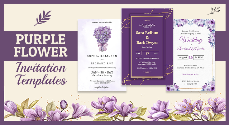 Purple Flower Invitation Templates