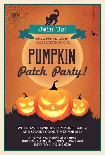Pumpkin Patch Party Invitation With Rustic Autumn Theme