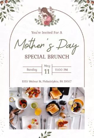 mother’s day invitation template in warm botanical brunch style
