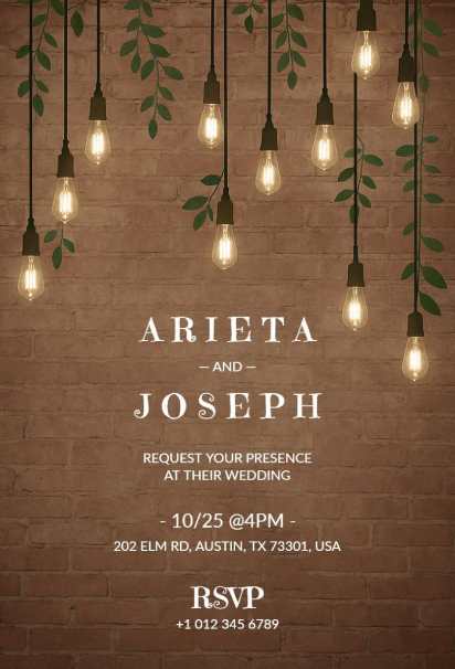 Chic rustic vintage wedding invitation with textured background and simple floral accents