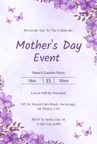 mother’s day invitation template with dreamy garden floral theme