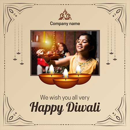 Elegant Almond-Toned Diwali Greeting Card Featuring Subtle Festive Accents