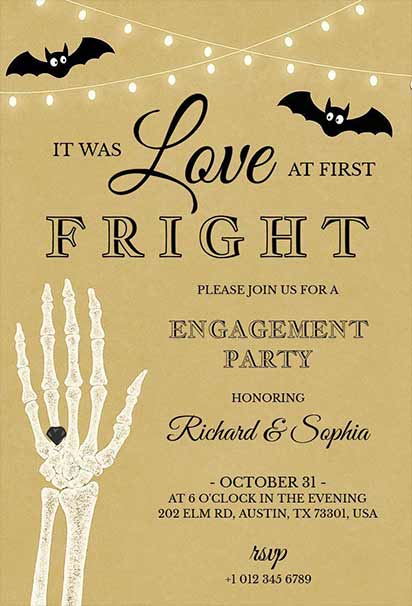 Gothic Halloween Engagement Invitation Featuring Dark Romantic Elements