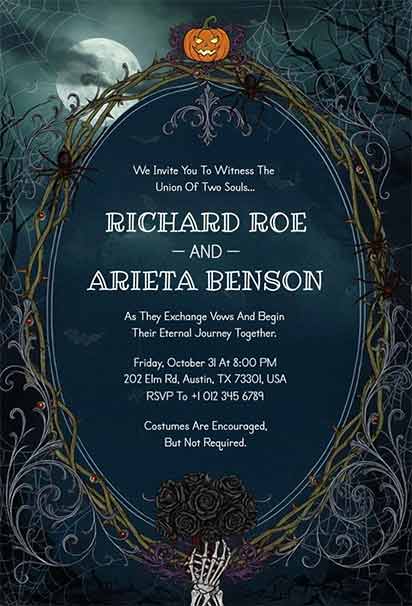 Gothic Halloween Wedding Invitation Featuring Dark Elegant Accents