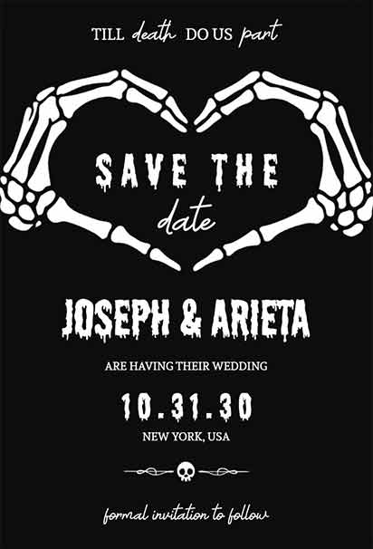 Gothic Skeleton Heart Halloween Save The Date Invitation Featuring Dark Romantic Elements