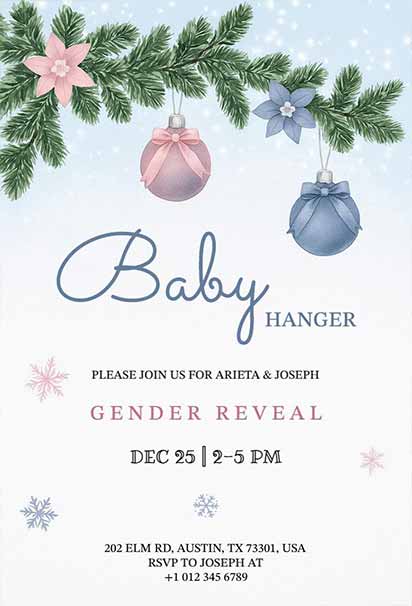 Whimsical Holiday Baking Gender Reveal Invitation With Sweet Festive Kitchen Theme