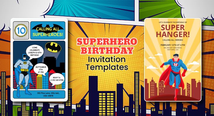 Superhero Birthday Invitation Templates