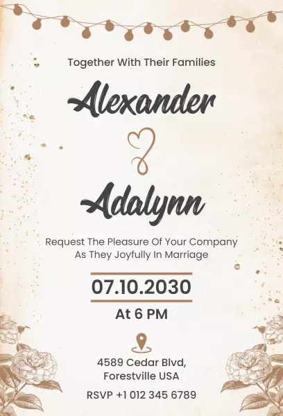 Floral Rustic Theme Wedding Invitation