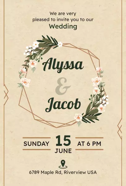 Rustic Floral Wedding Invitation