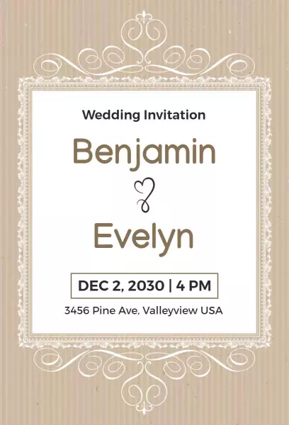 Beige Wedding Invitation