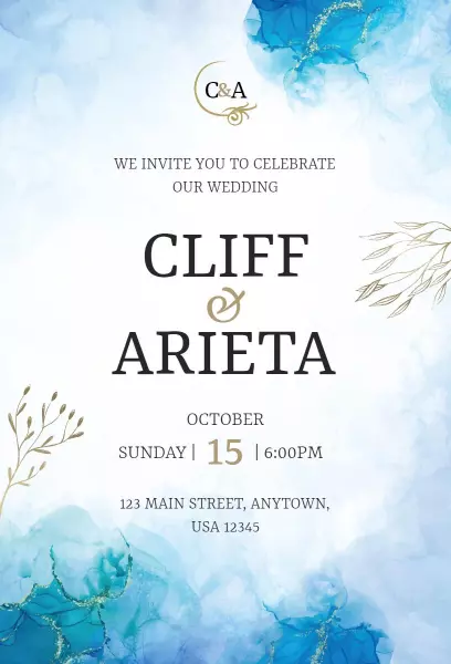 Blue Wedding Invitation