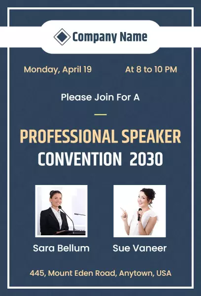 Blue-White Convention Event Invitation