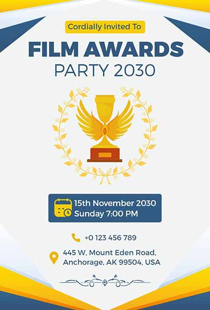 Bold Film Award Celebration Invitation With Glamorous Red Carpet Theme